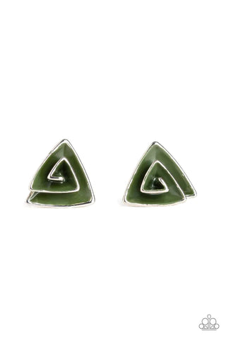 PAPARAZZI "ON BLAST" GREEN POST EARRINGS