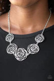 Rosy Rosette - Silver Necklace - Paparazzi Accessories