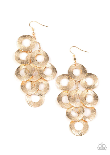 Scattered Shimmer - Gold Earring-Paparazzi