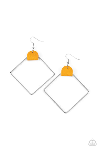 Paparazzi ♥ Friends of a LEATHER - Yellow ♥ Earrings