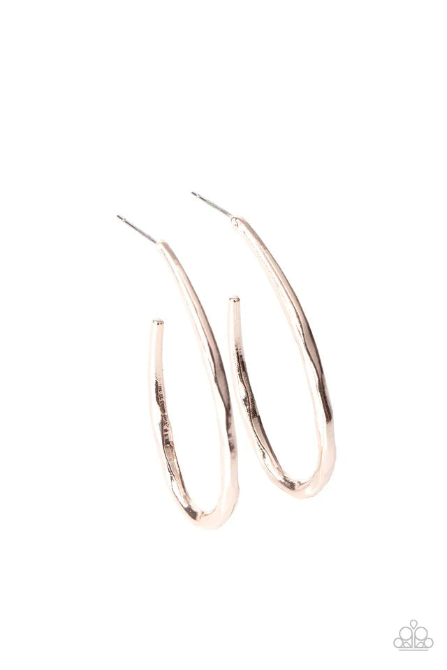 Paparazzi Earring ~ Totally Hooked - Rose Gold