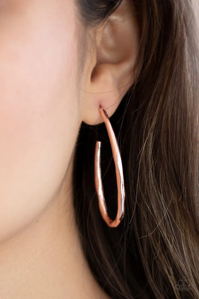 Paparazzi Earring ~ Totally Hooked - Rose Gold