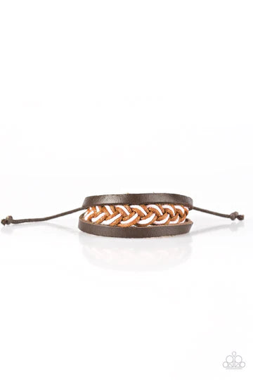 PAPARAZZI WANDER OFTEN - PINK AND BROWN LEATHER URBAN BRACELET