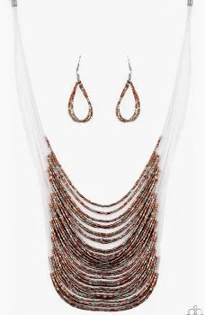 Catwalk Queen (Copper, Black, Silver) Paparazzi Seed Bead Necklace