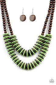 Dominican Disco Green Paparazzi Necklace