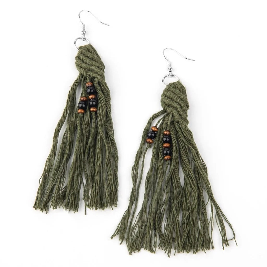 Beach Bash - Green Macramé Paparazzi Earrings