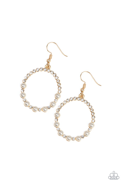 Glowing Grandeur - Gold Paparazzi Earring