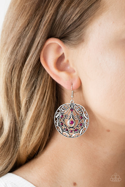 Choose To Sparkle - Pink Paparazzi Earring