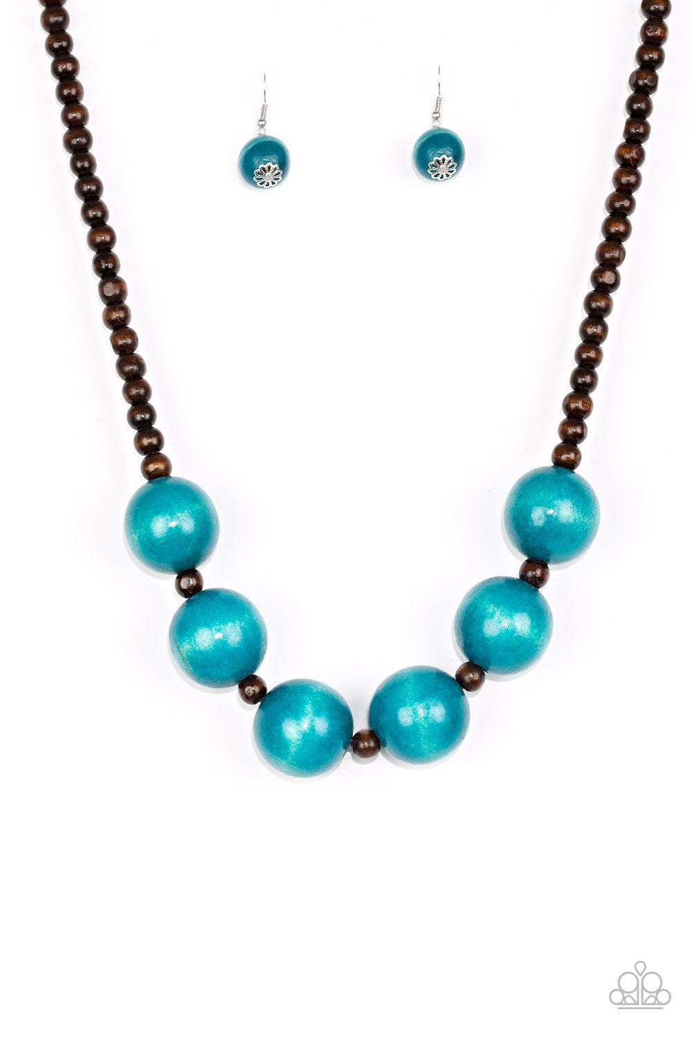 Blue wooden deals necklace paparazzi