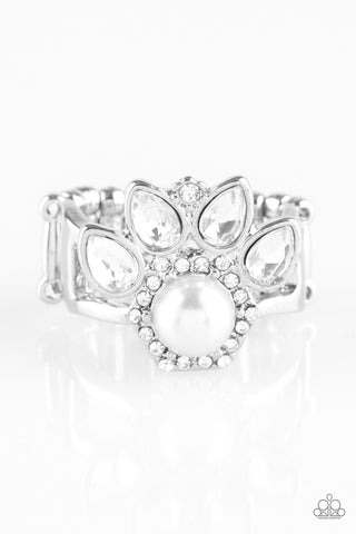 Crown Coronation - White Paparazzi Ring