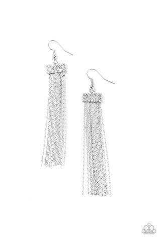 Twinkling Tapestry - White Paparazzi Earring