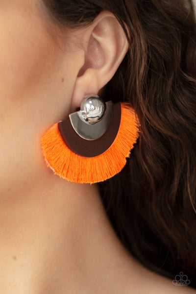 Fan The FLAMBOYANCE - Orange Paparazzi Earring