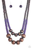 Paparazzi Cancun Cast Away - Purple - Wooden Necklace