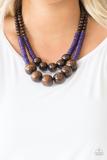 Paparazzi Cancun Cast Away - Purple - Wooden Necklace