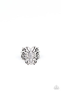 Wouldnt Hurt a BUTTERFLY - Silver Paparazzi Ring