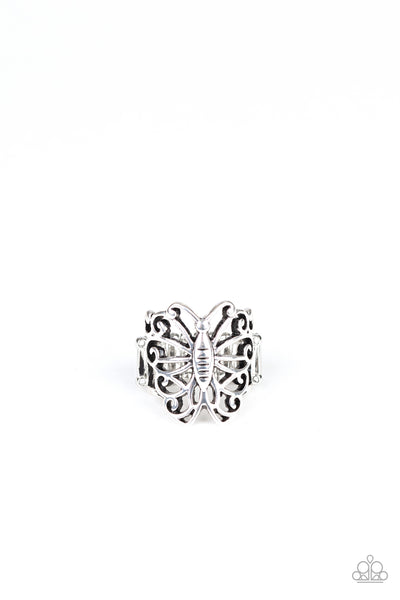 Wouldnt Hurt a BUTTERFLY - Silver Paparazzi Ring