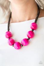 Oh My Miami- Pink and Brown Wooden Necklace- Paparazzi