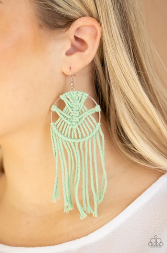 MACRAME, Myself, and I - Green Paparazzi Earring