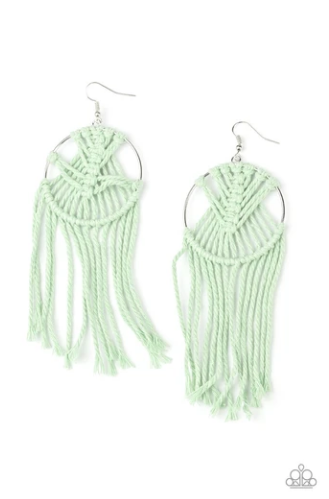 MACRAME, Myself, and I - Green Paparazzi Earring