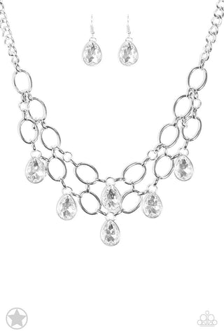 Show-Stopping Shimmer Necklace Set-White