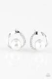 Stylish Suave White Post Paparazzi Earring