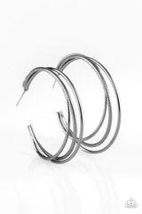 Jump Through Hoops Black Paparazzi Hoop Earring