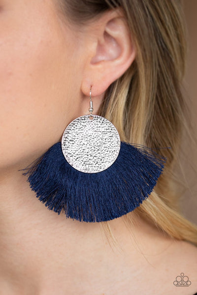 Foxtrot Fringe - Blue & Silver Paparazzi Earrings