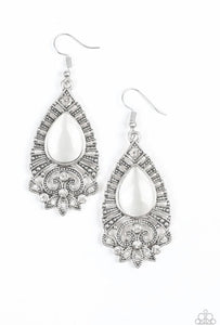 Majestically Malibu White Paparazzi Earrings