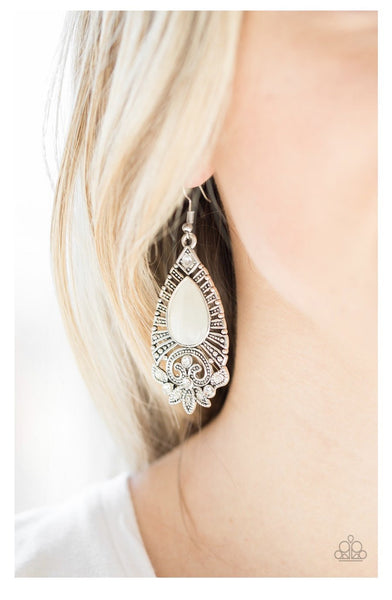 Majestically Malibu White Paparazzi Earrings